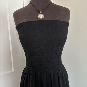 Black cotton stretch, Maxi dress.